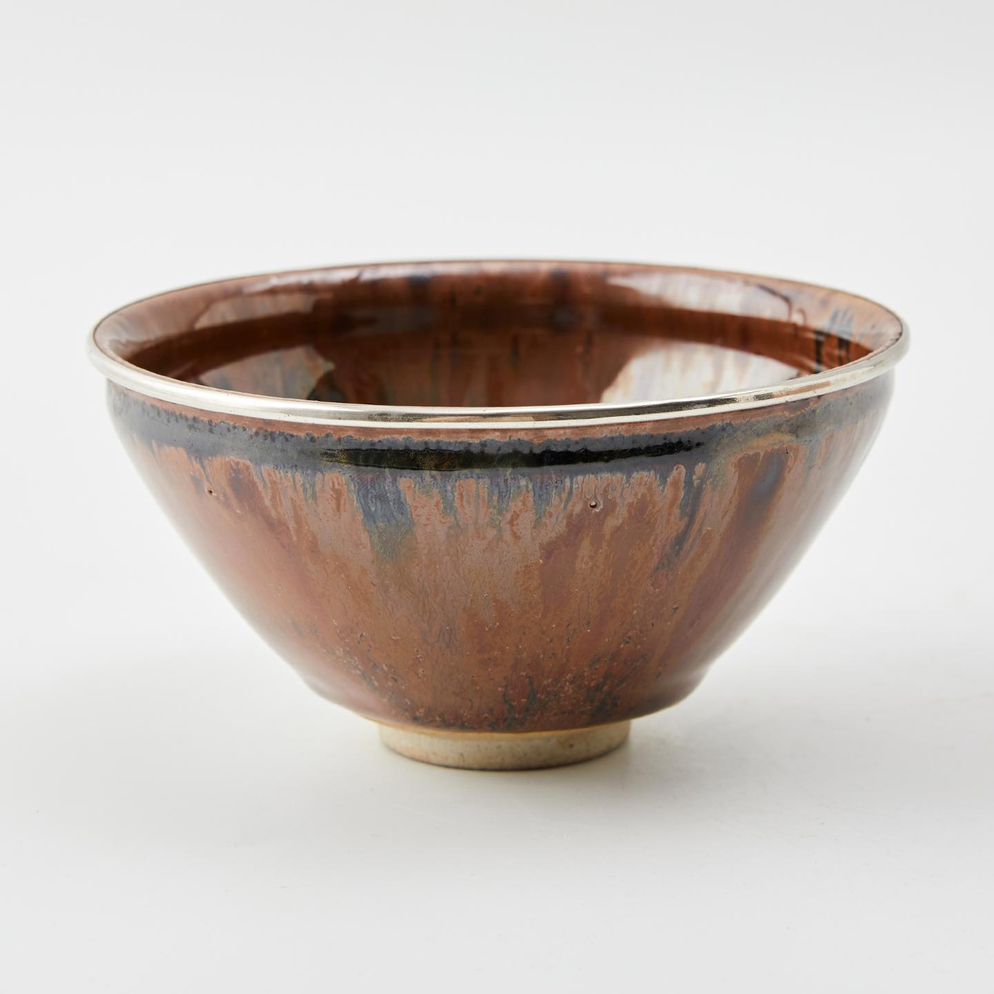 名家作丨大正时期 银覆轮流釉濑户烧天目茶盏