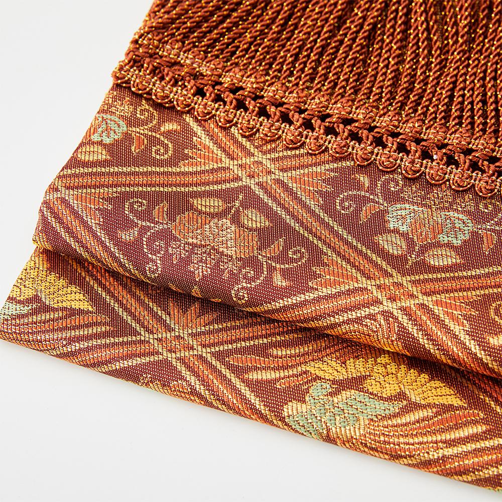 平成时期 干支桐竹凤凰文金银丝西阵织桌旗