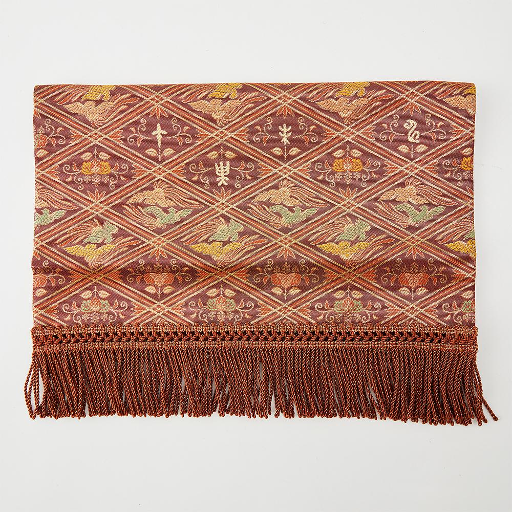 平成时期 干支桐竹凤凰文金银丝西阵织桌旗