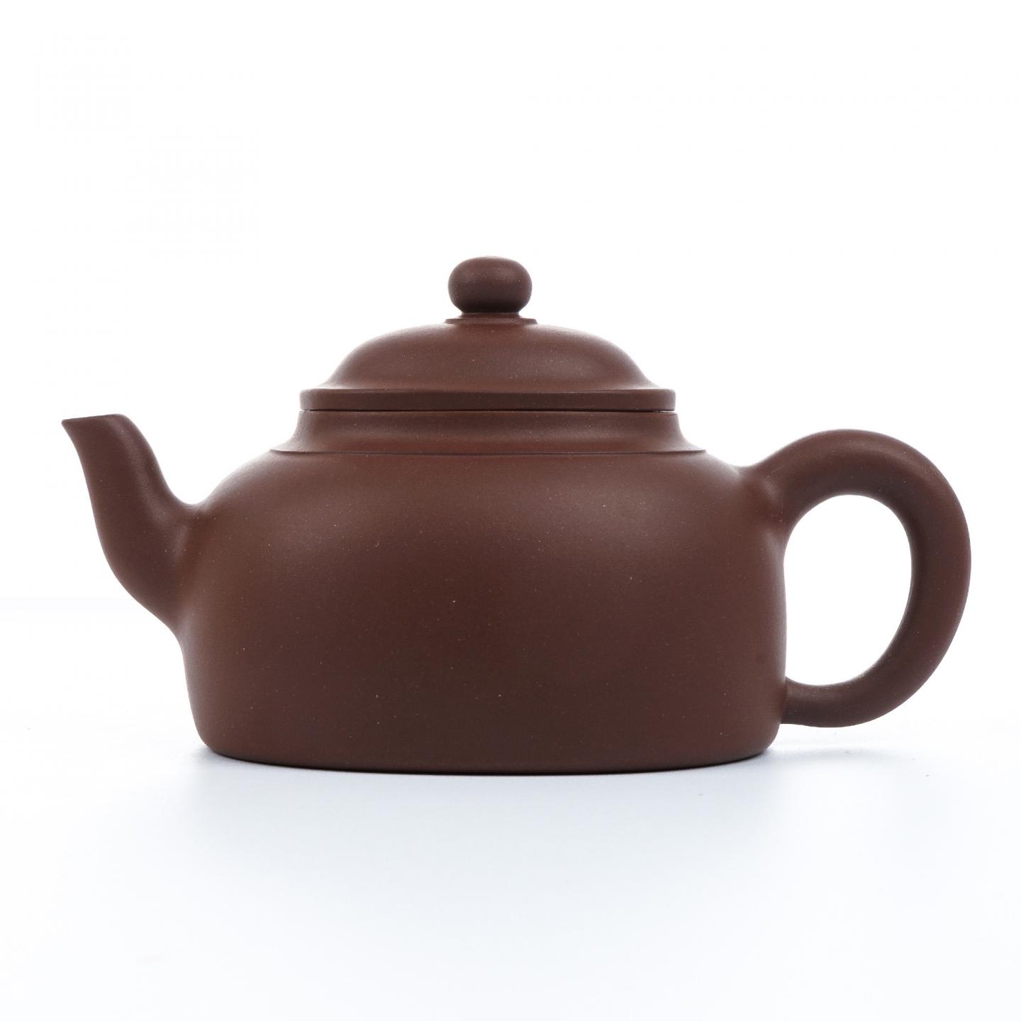 秦莉筠 腰圆线掇壶 紫砂壶 约90年代 约280cc 约高84mm