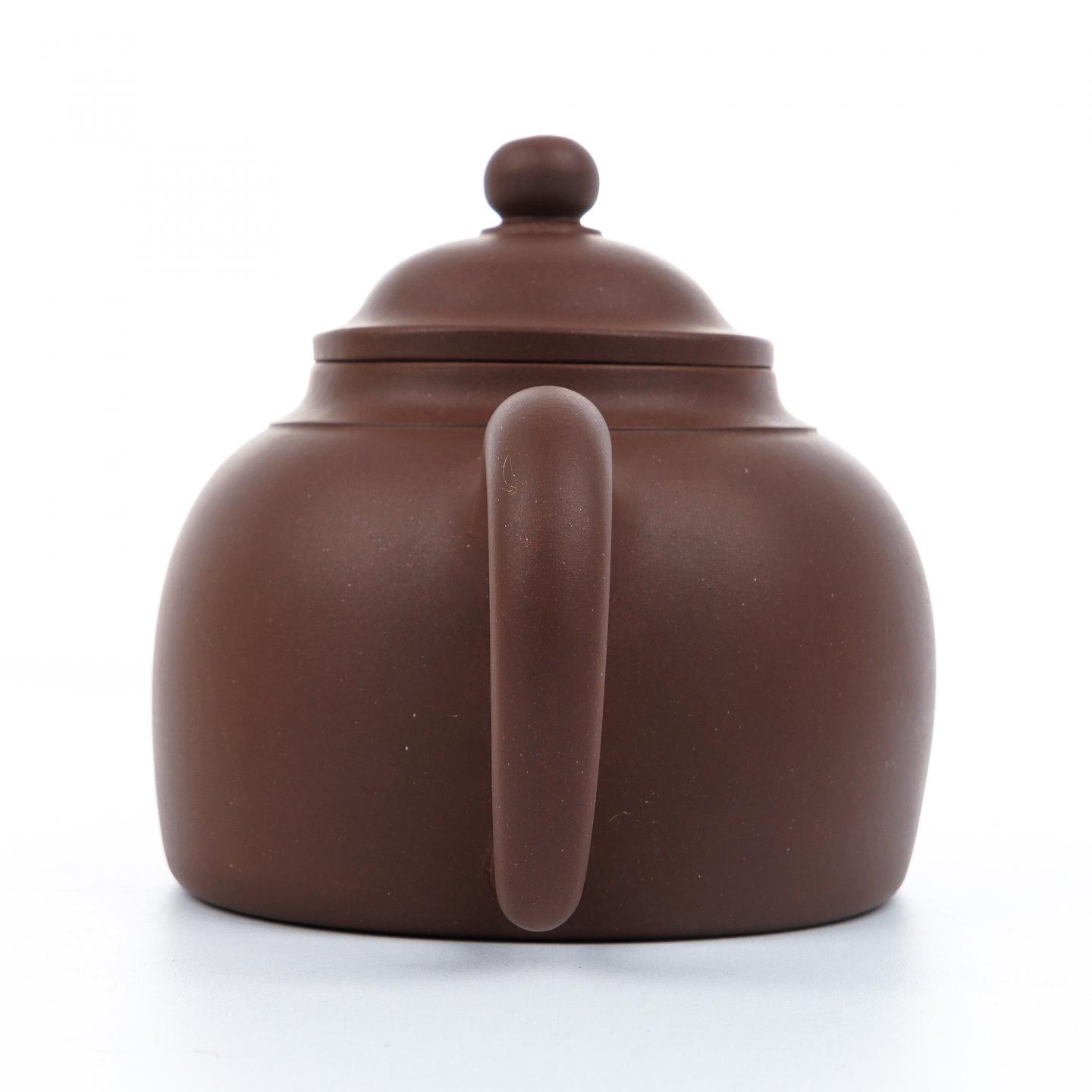 秦莉筠 腰圆线掇壶 紫砂壶 约90年代 约280cc 约高84mm