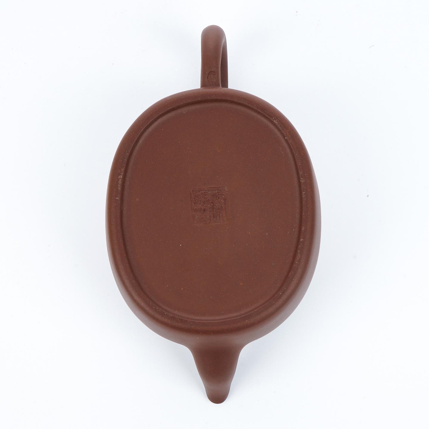 秦莉筠 腰圆线掇壶 紫砂壶 约90年代 约280cc 约高84mm