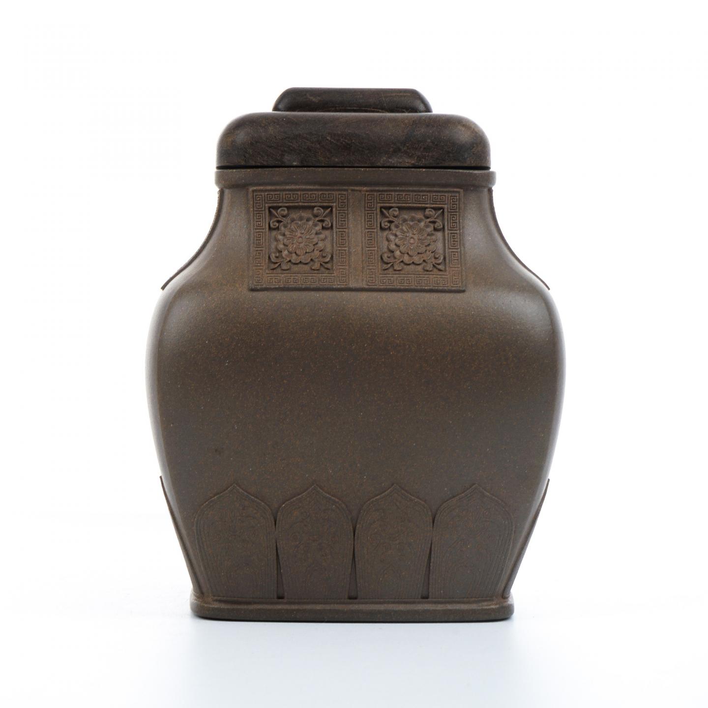 蒋燕（九瀚） 宫廷贴花茶叶罐 当代 约高150mm