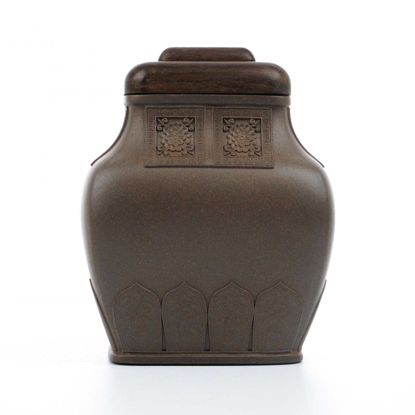 蒋燕（九瀚） 宫廷贴花茶叶罐 当代 约高150mm