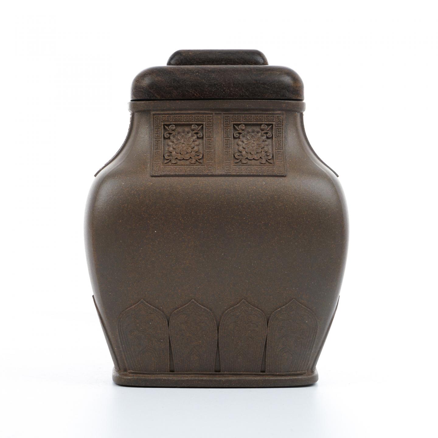 蒋燕（九瀚） 宫廷贴花茶叶罐 当代 约高150mm