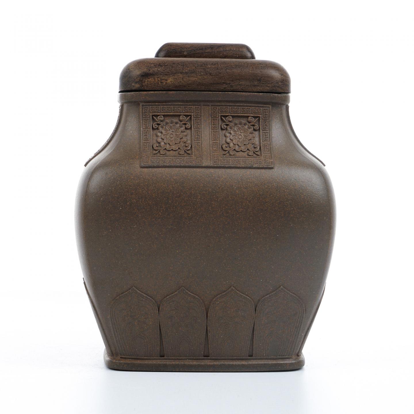 蒋燕（九瀚） 宫廷贴花茶叶罐 当代 约高150mm