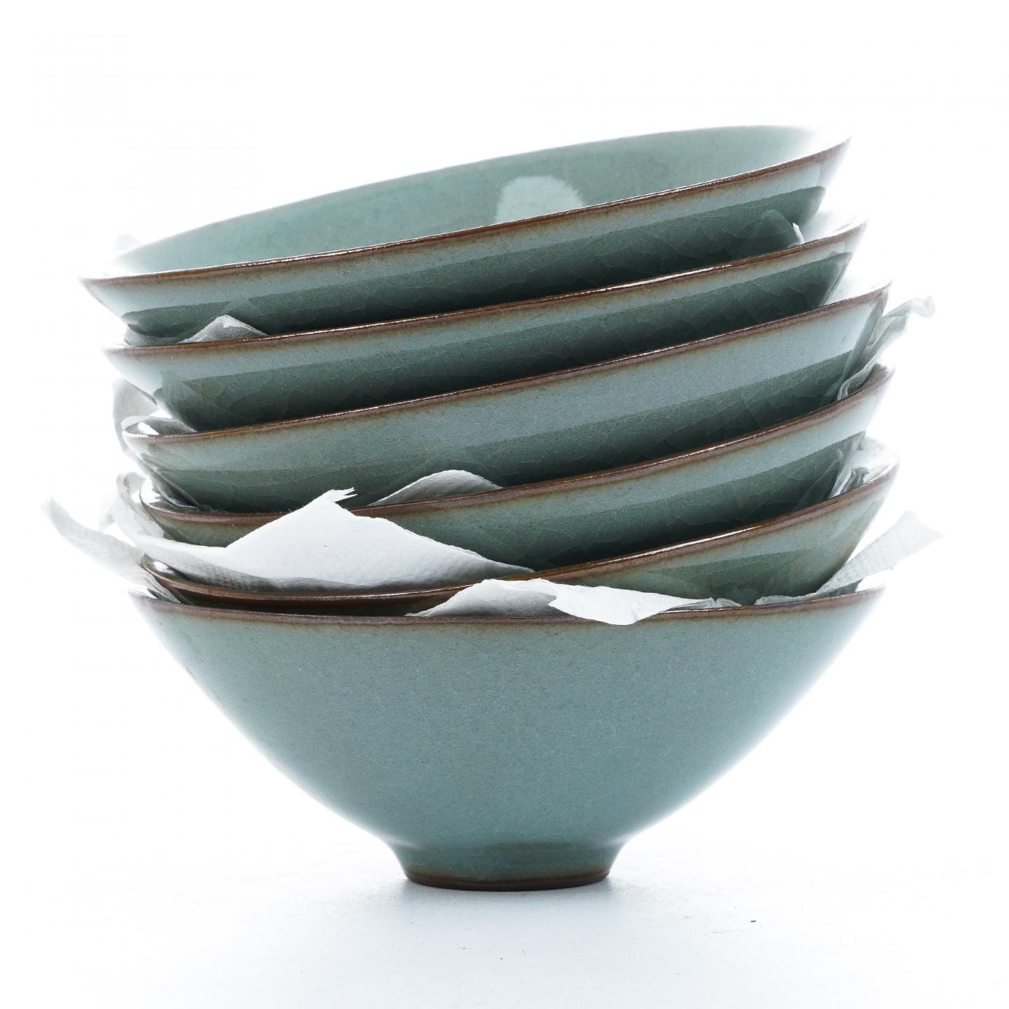 龙泉青瓷 斗笠盏 六支 约高34mm