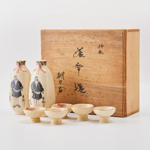 朝日堂｜大正时期 萨摩烧人物画片德利杯组