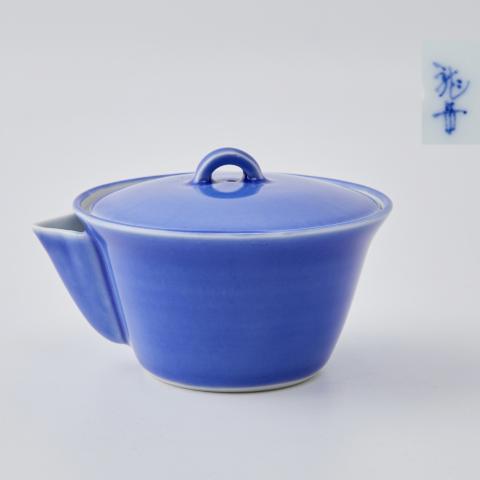 平安龙岳｜昭和时期 单色蓝釉宝瓶