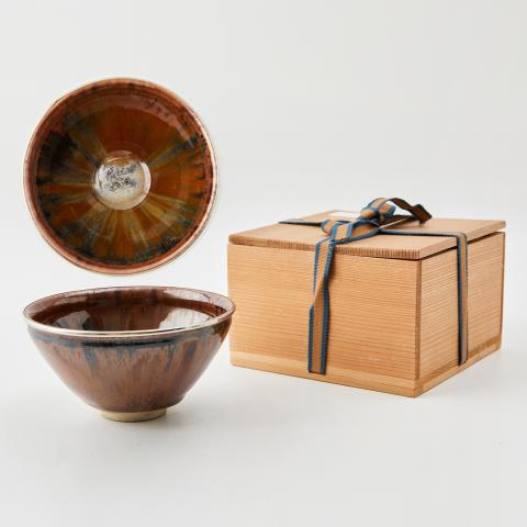 名家作丨大正时期 银覆轮流釉濑户烧天目茶盏