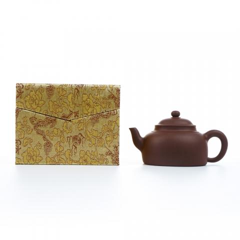 秦莉筠 腰圆线掇壶 紫砂壶 约90年代 约280cc 约高84mm