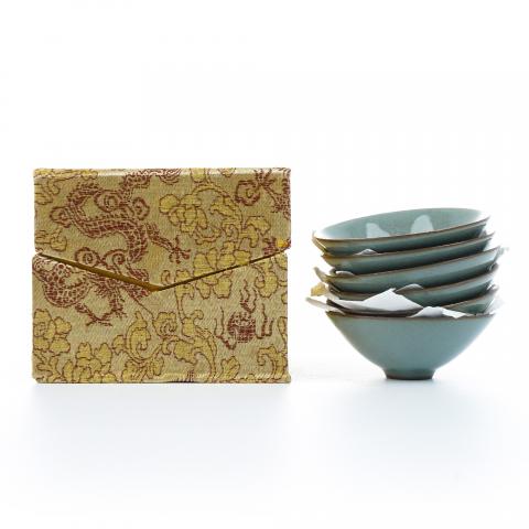 龙泉青瓷 斗笠盏 六支 约高34mm