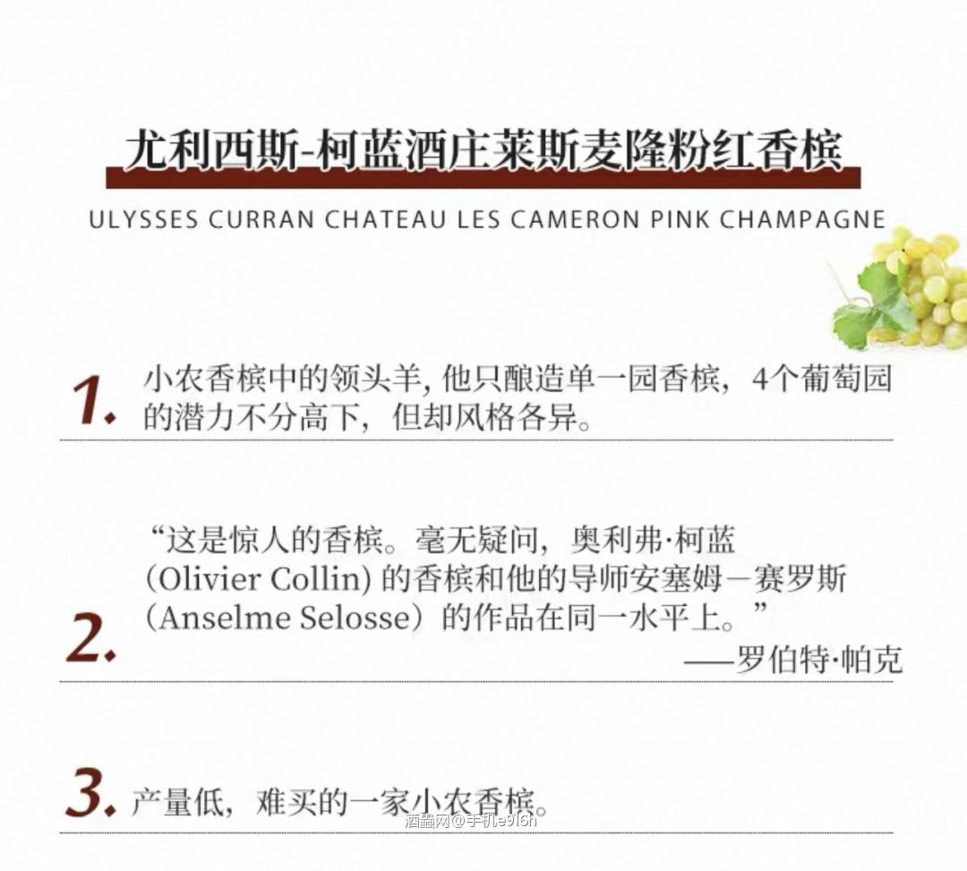 Ulysse Collin Rose小农桃红香槟2017尤利西斯