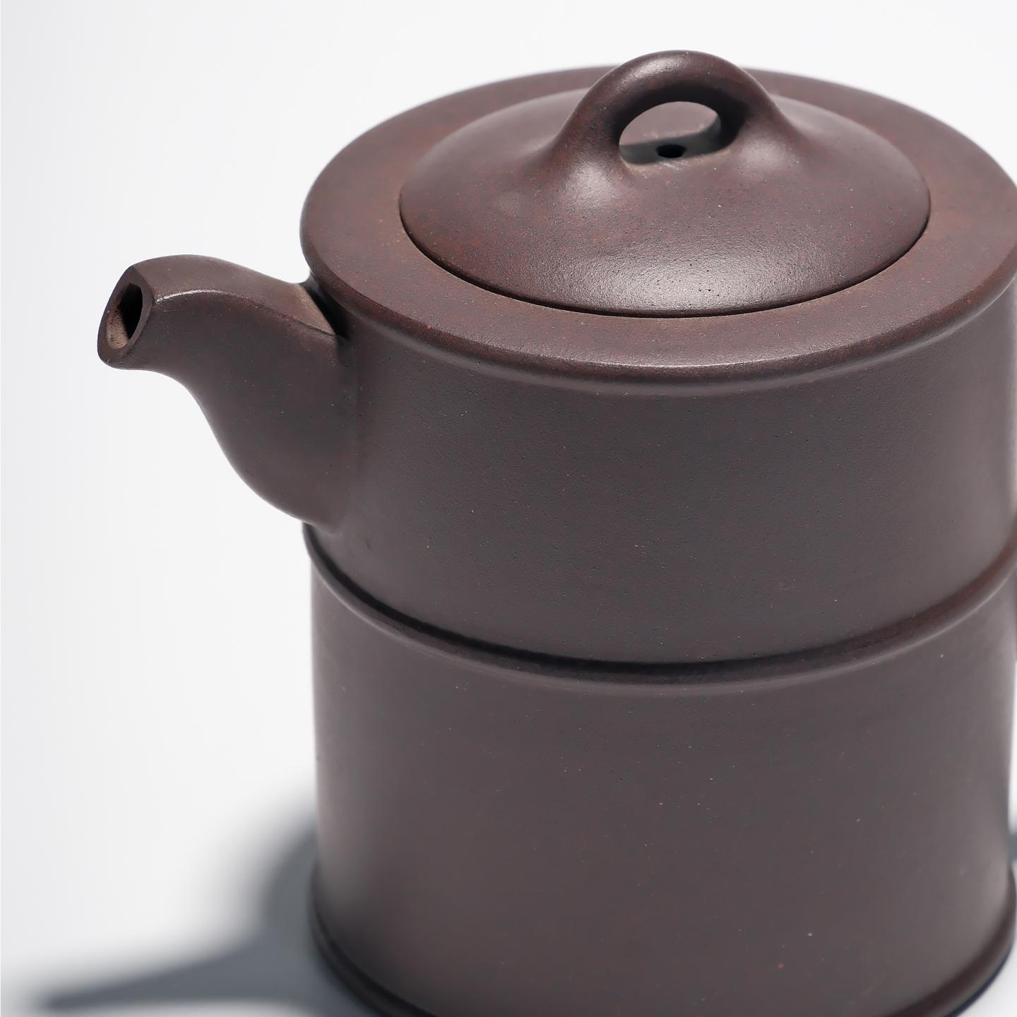 紫砂一厂实力工手 柴油桶壶 约80年代 约280cc 高约88mm