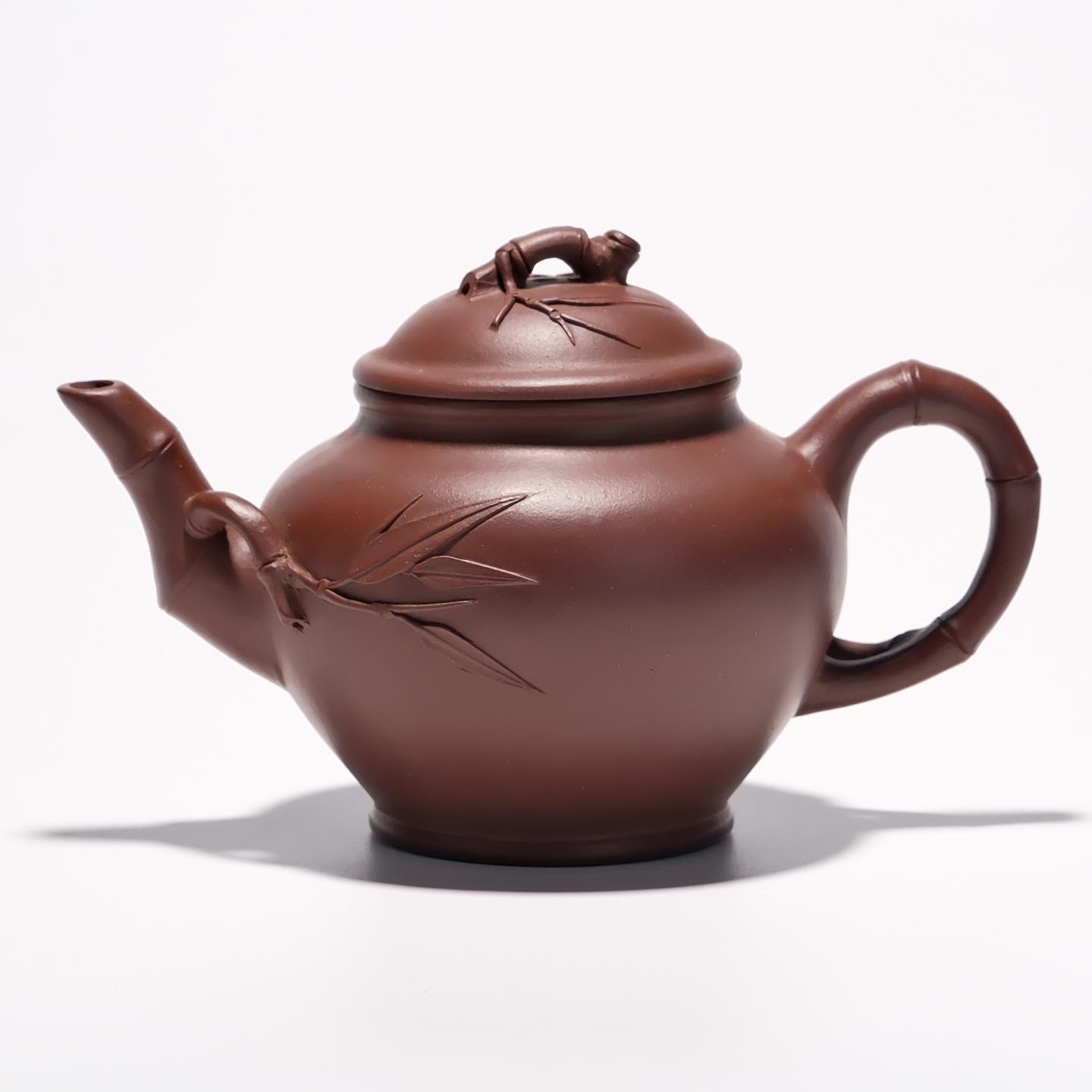 紫砂一厂实力工手 竹报春壶 约90年代 约250cc 高约93mm