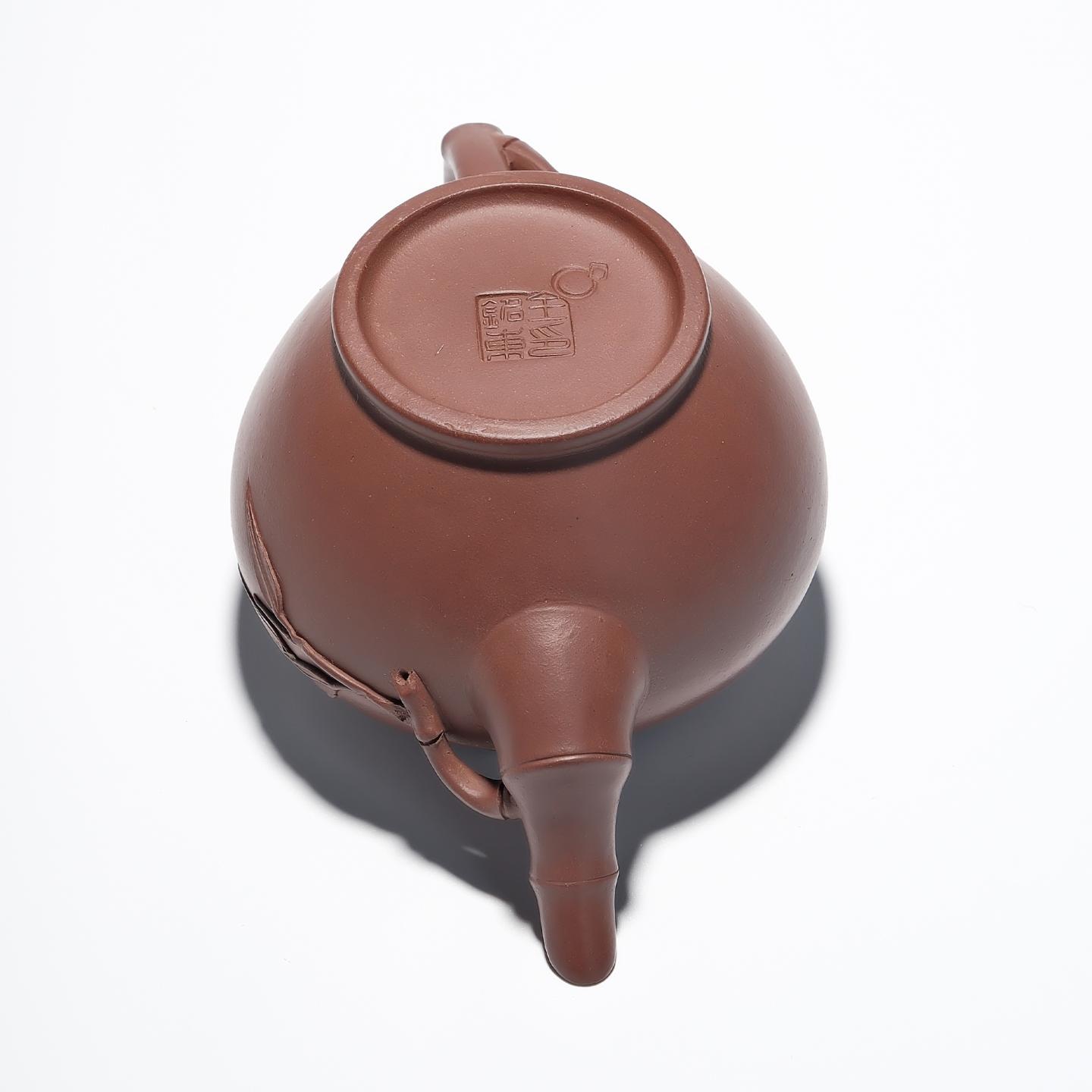 紫砂一厂实力工手 竹报春壶 约90年代 约250cc 高约93mm