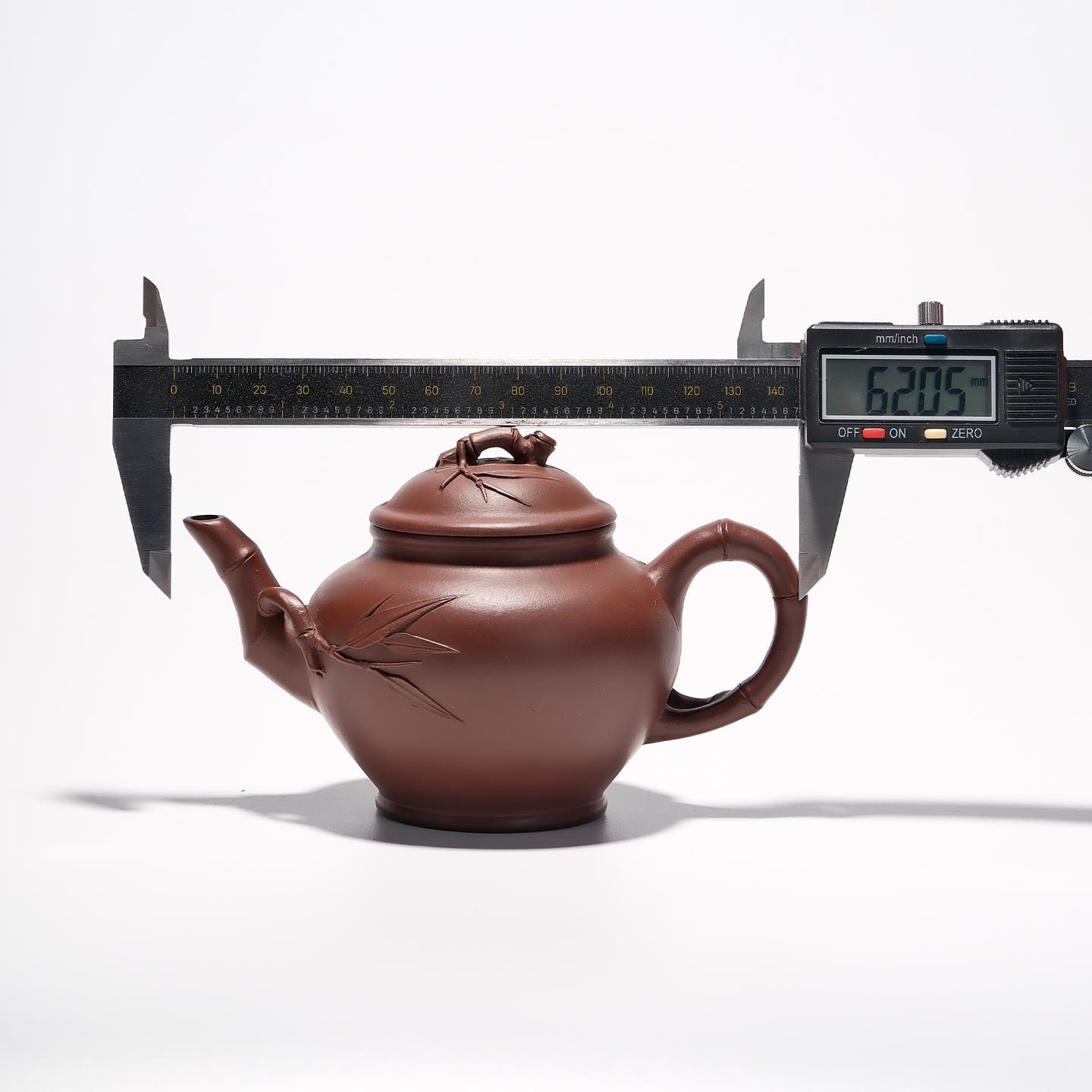 紫砂一厂实力工手 竹报春壶 约90年代 约250cc 高约93mm