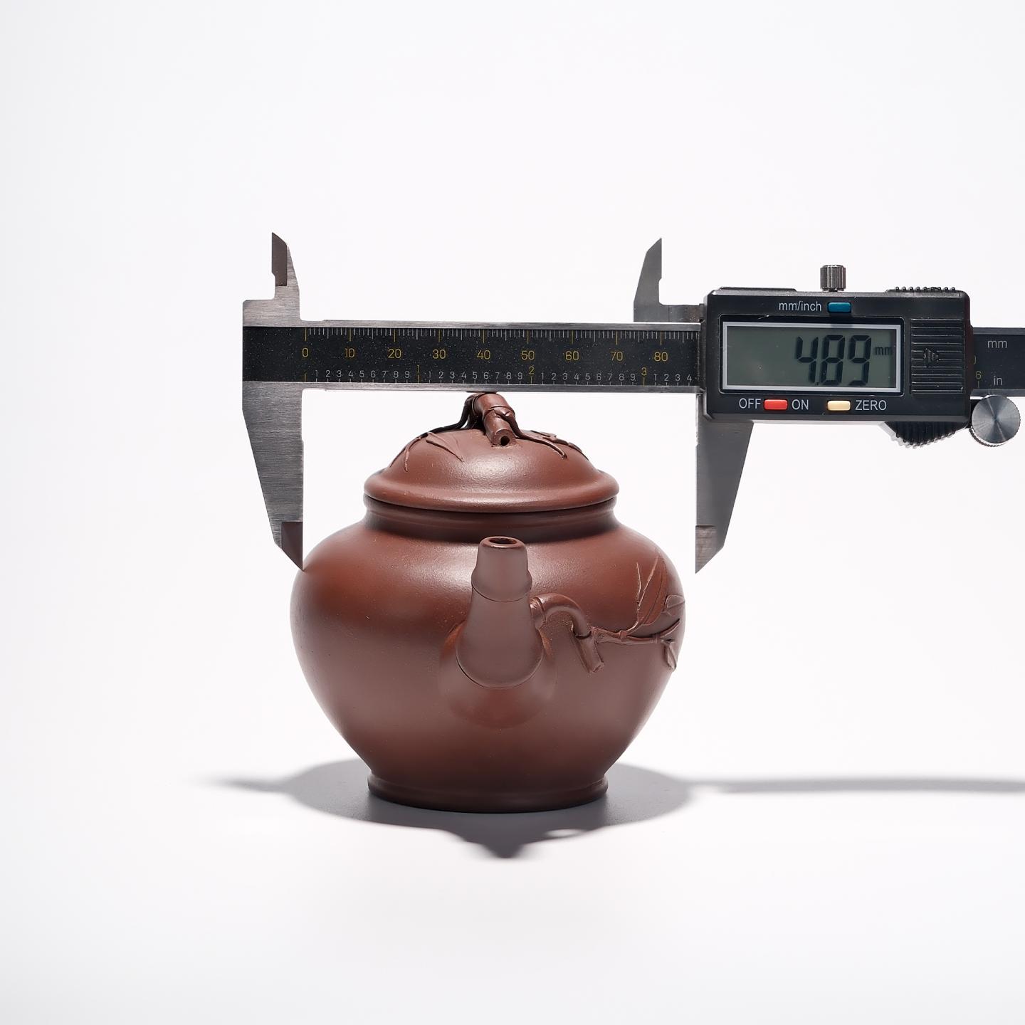 紫砂一厂实力工手 竹报春壶 约90年代 约250cc 高约93mm