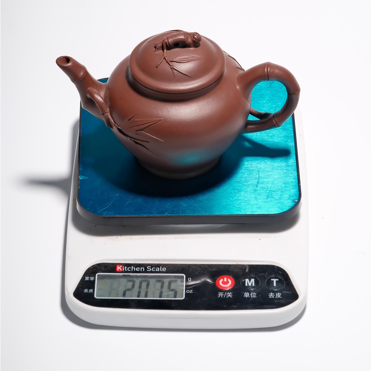 紫砂一厂实力工手 竹报春壶 约90年代 约250cc 高约93mm