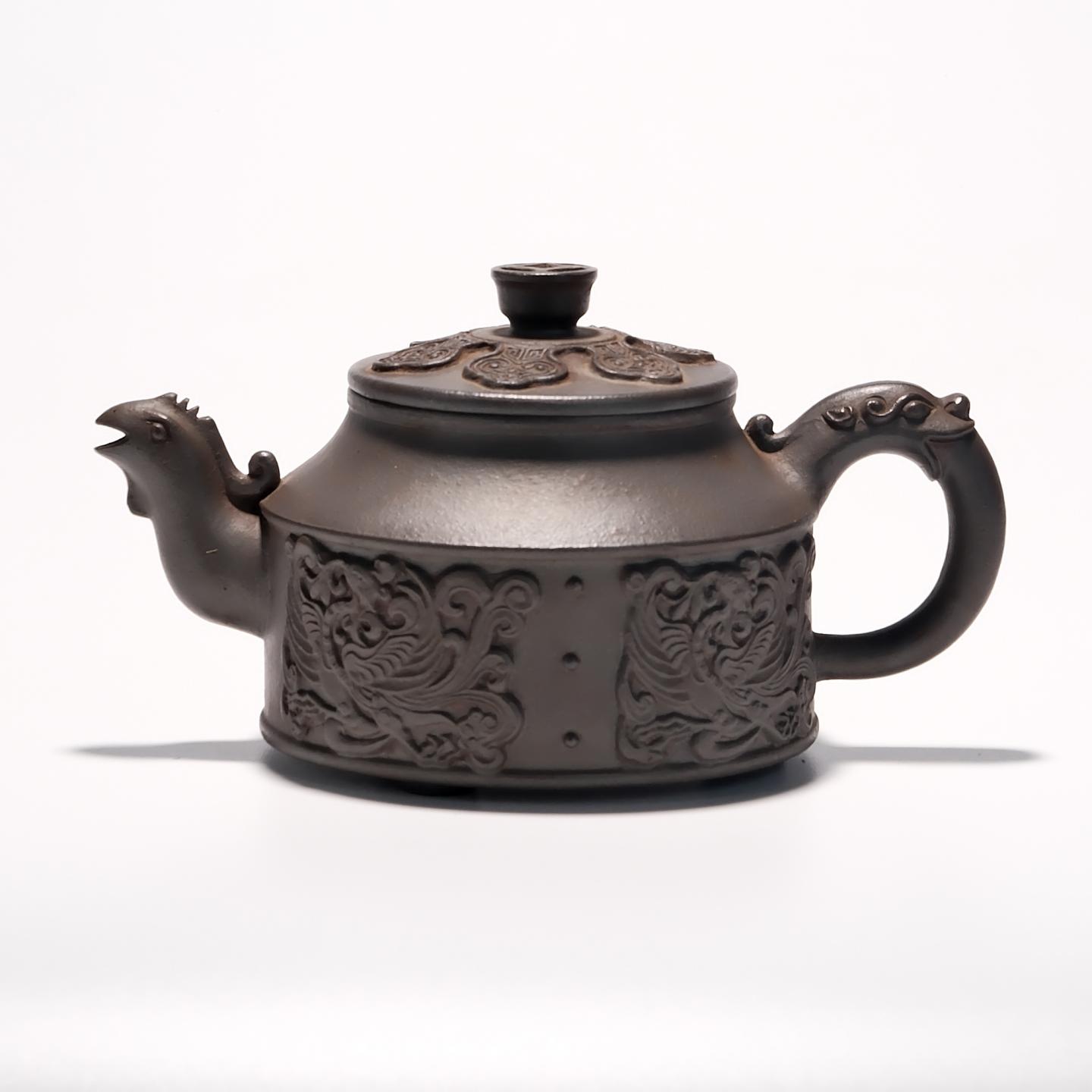 贡局款(堂口) 云龙壶 浮雕绘 高温窑变 约80年代 约300cc 高约80mm 非精雕