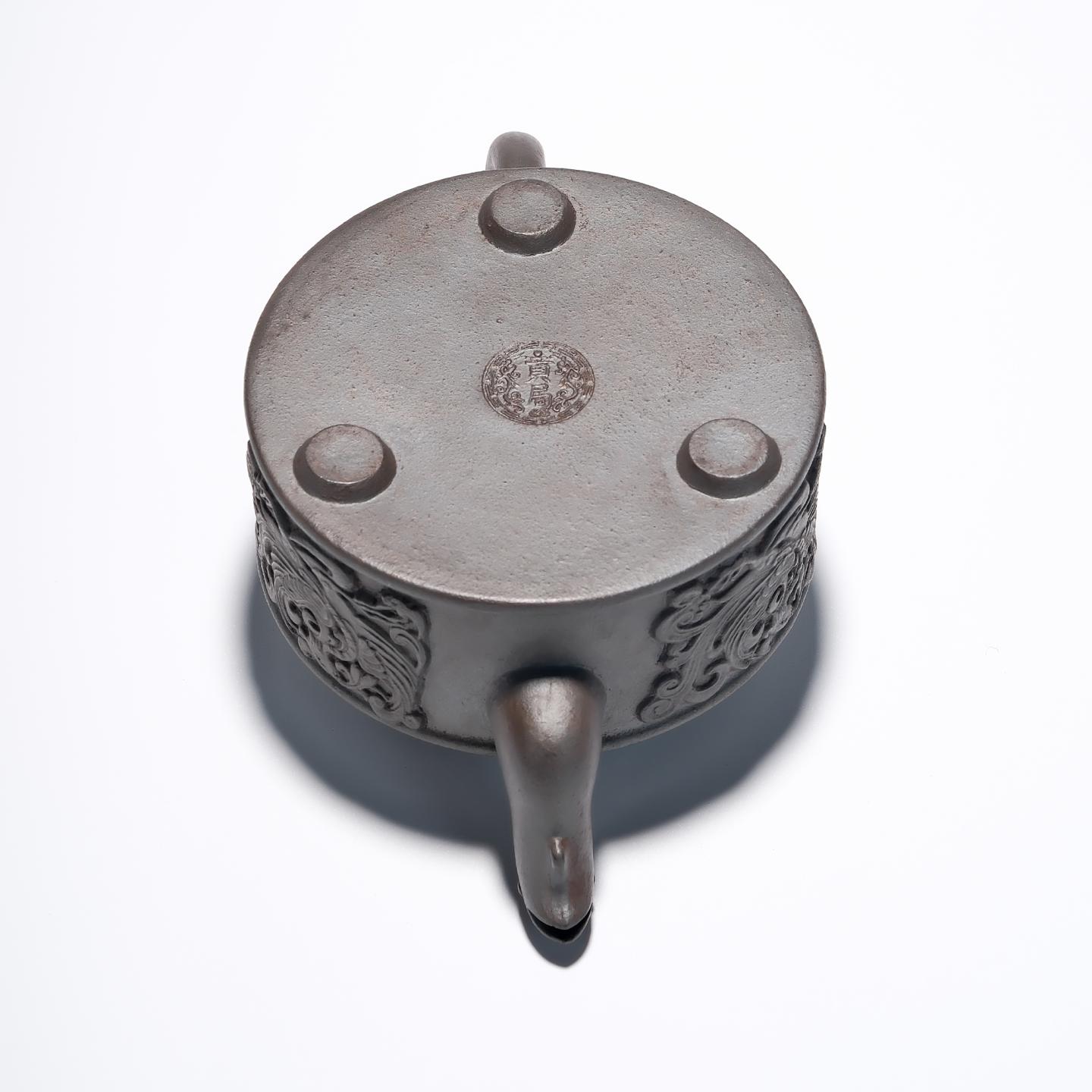 贡局款(堂口) 云龙壶 浮雕绘 高温窑变 约80年代 约300cc 高约80mm 非精雕