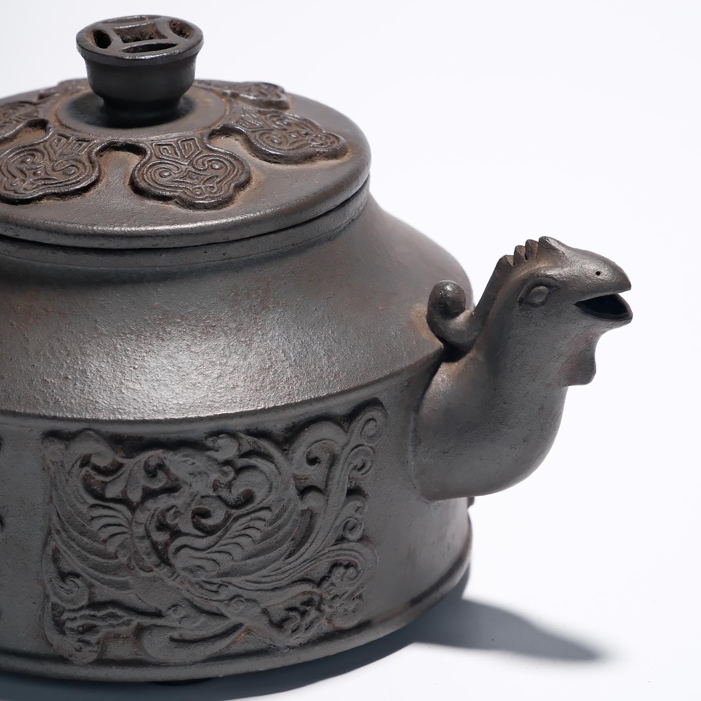 贡局款(堂口) 云龙壶 浮雕绘 高温窑变 约80年代 约300cc 高约80mm 非精雕