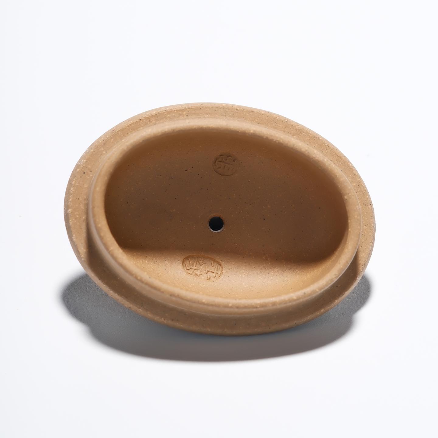 紫砂一厂张玉芳 双色帆竹壶 约90年代 约200cc 高约73mm