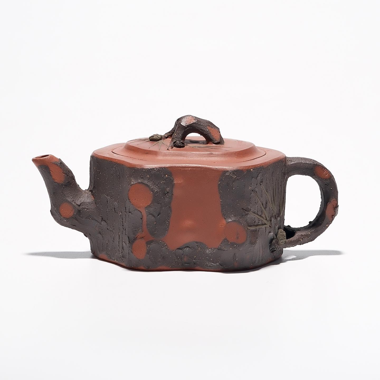 紫砂二厂实力工手 小品松段壶 约80年代 约150cc 高约48mm