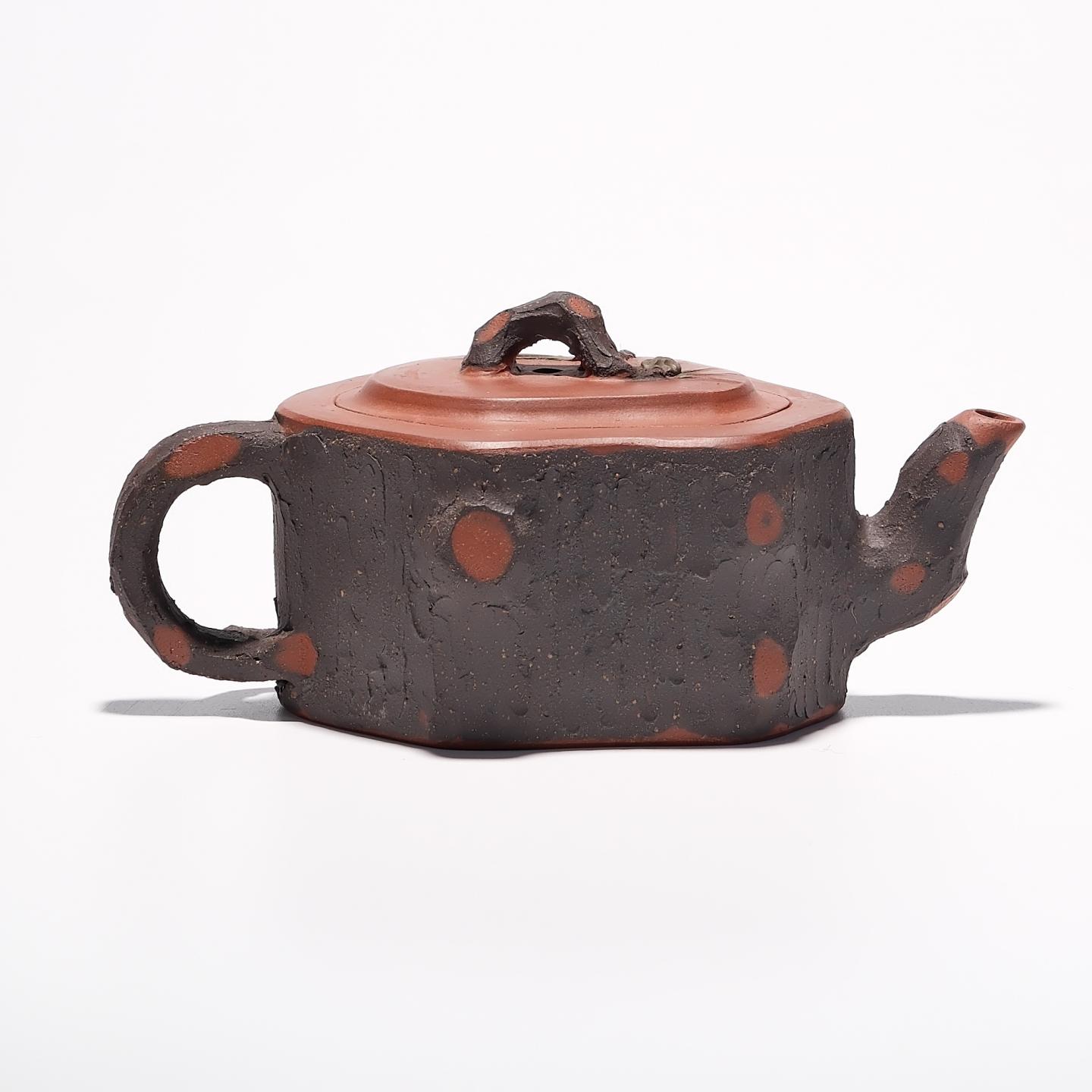 紫砂二厂实力工手 小品松段壶 约80年代 约150cc 高约48mm