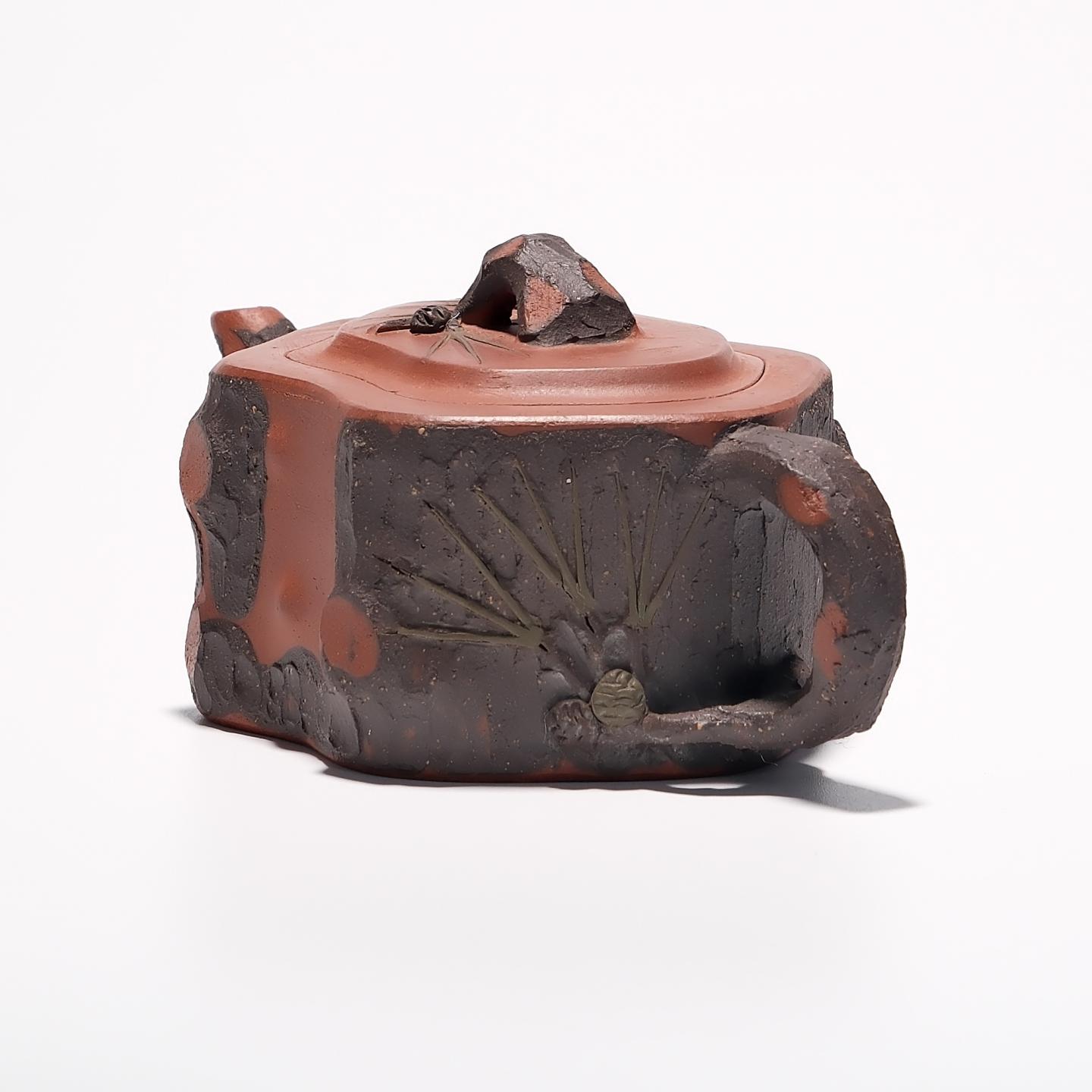 紫砂二厂实力工手 小品松段壶 约80年代 约150cc 高约48mm