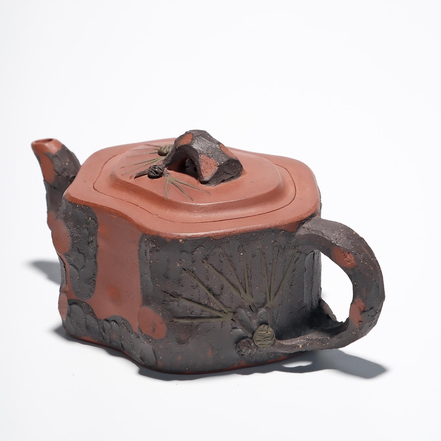 紫砂二厂实力工手 小品松段壶 约80年代 约150cc 高约48mm