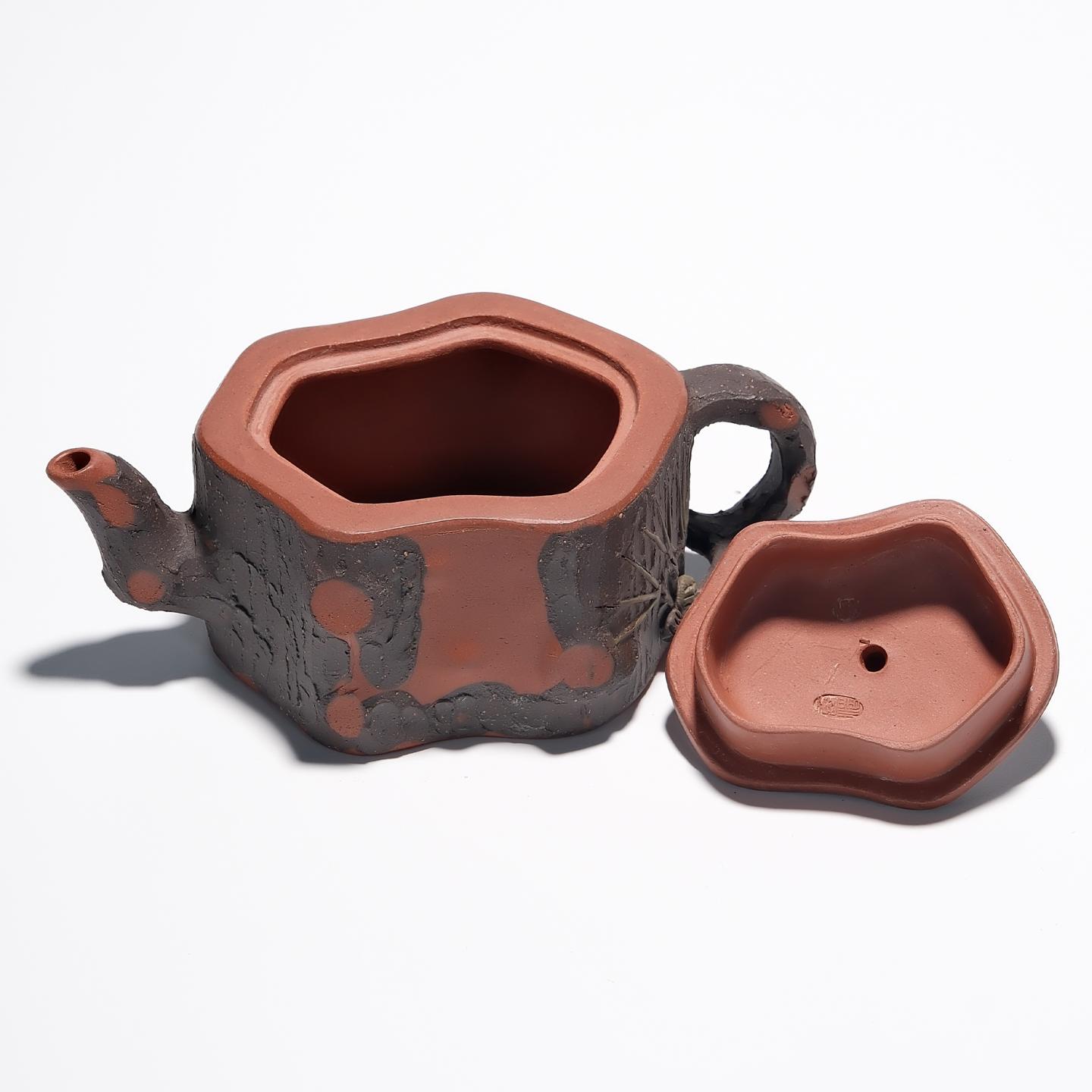 紫砂二厂实力工手 小品松段壶 约80年代 约150cc 高约48mm