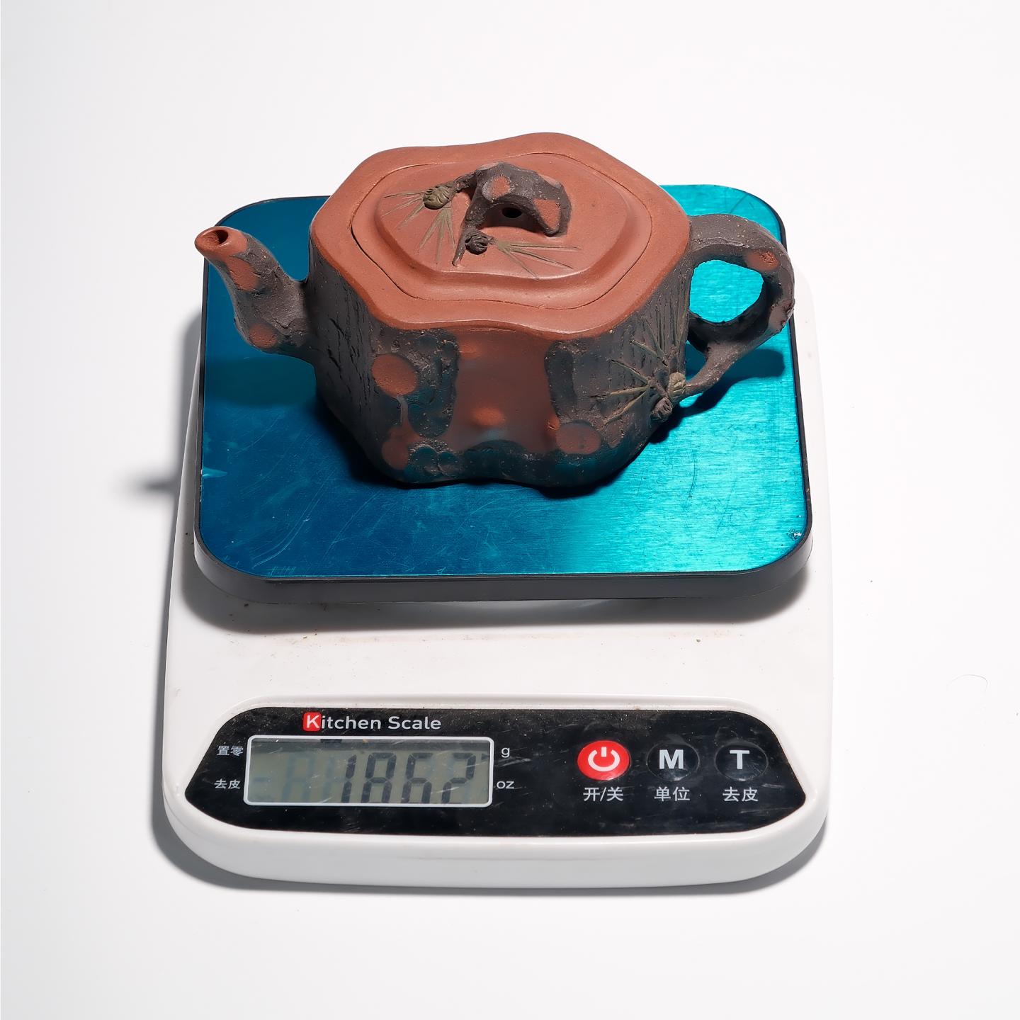 紫砂二厂实力工手 小品松段壶 约80年代 约150cc 高约48mm