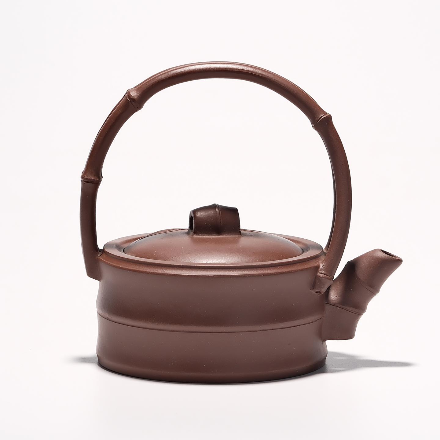 早期紫砂一厂实力工手 竹节提梁壶 约200cc 高约120mm