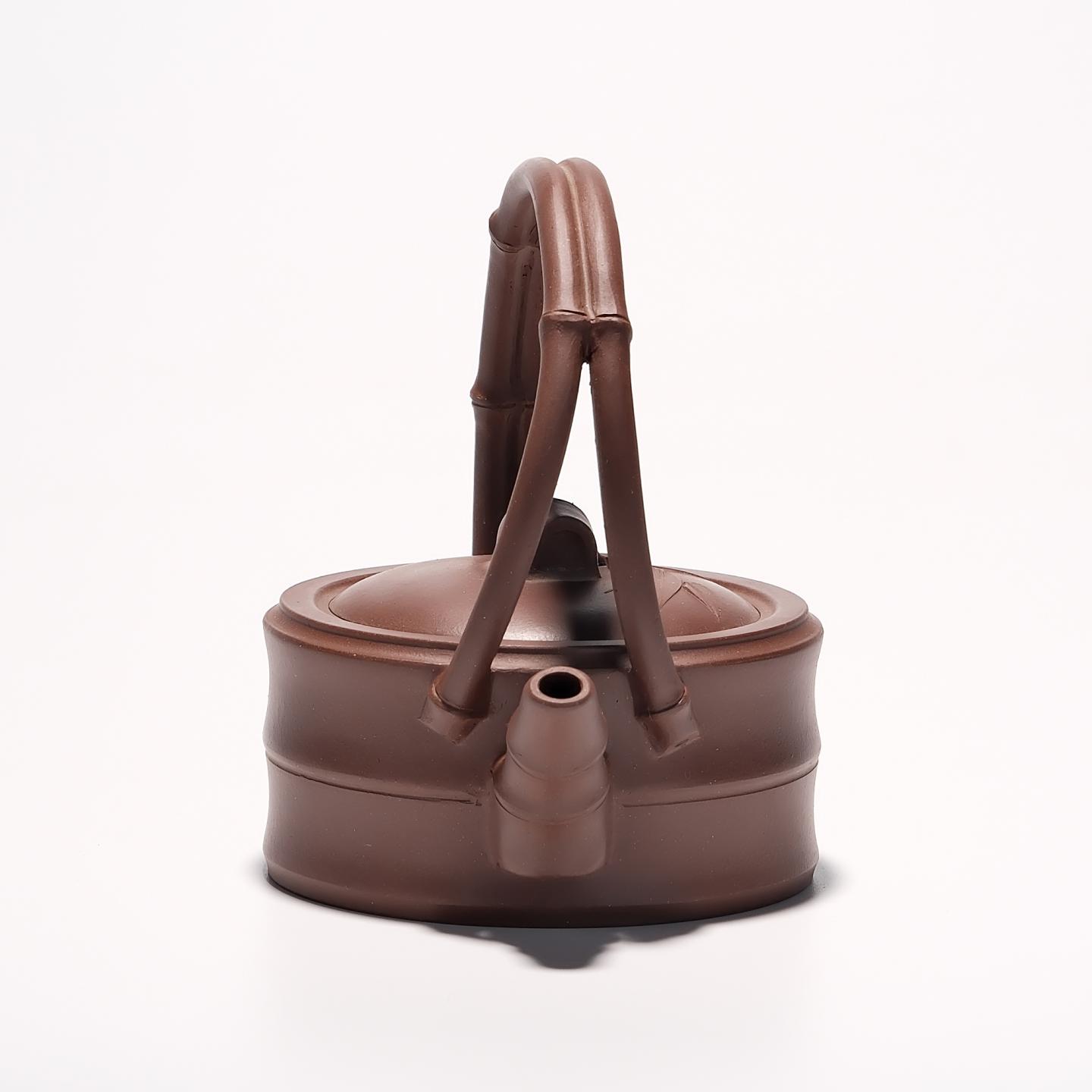 早期紫砂一厂实力工手 竹节提梁壶 约200cc 高约120mm