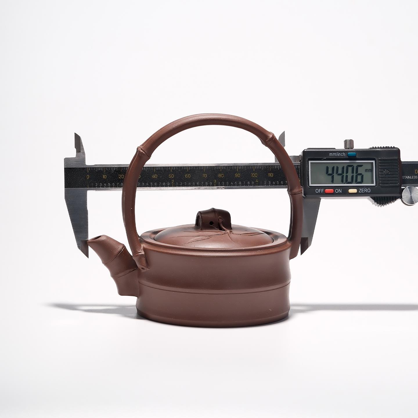 早期紫砂一厂实力工手 竹节提梁壶 约200cc 高约120mm