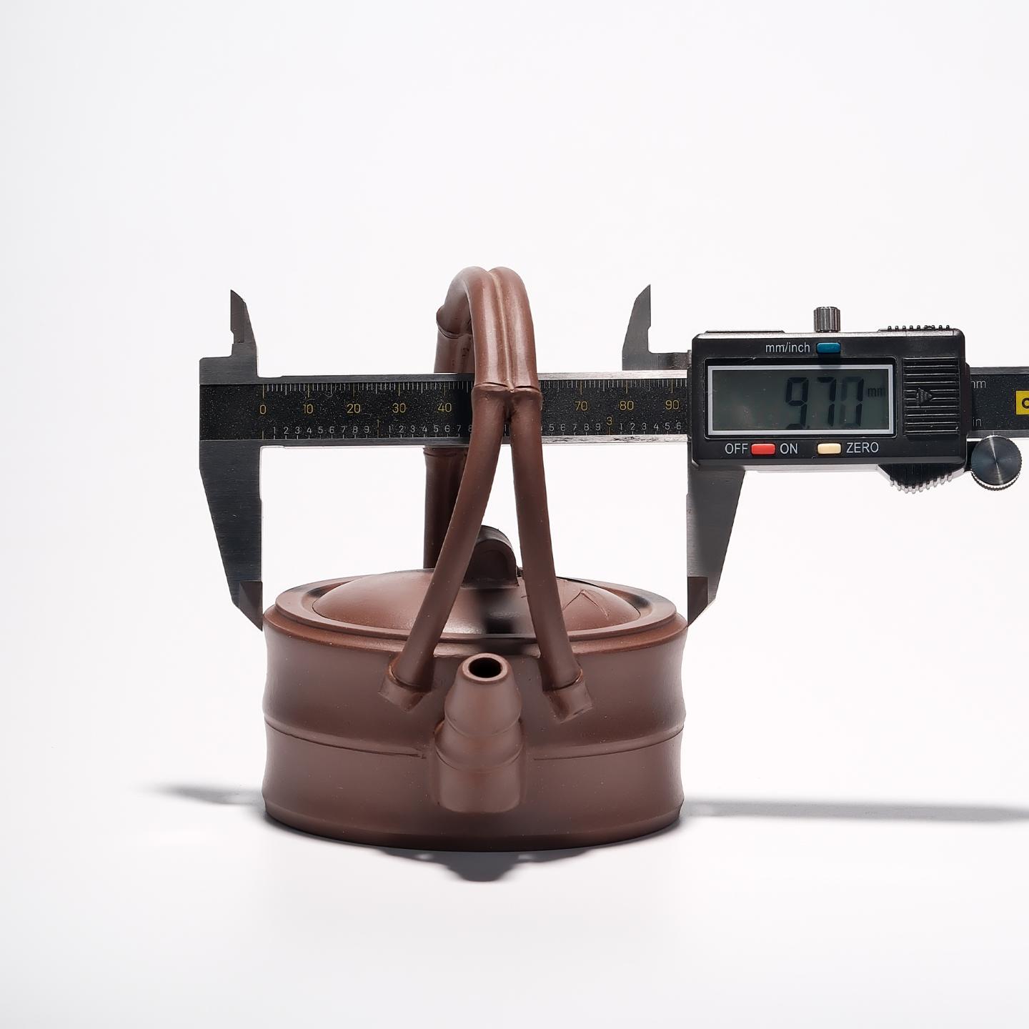 早期紫砂一厂实力工手 竹节提梁壶 约200cc 高约120mm