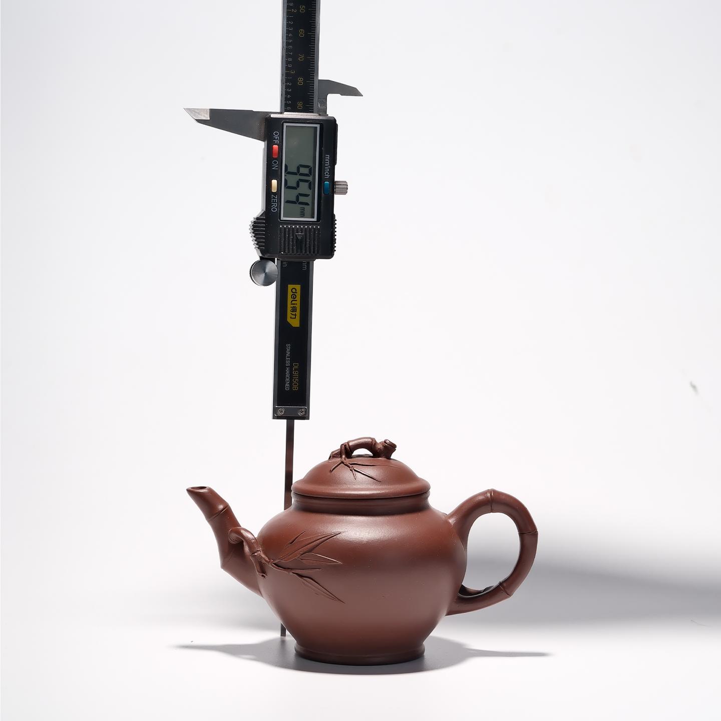 紫砂一厂实力工手 竹报春壶 约90年代 约250cc 高约93mm