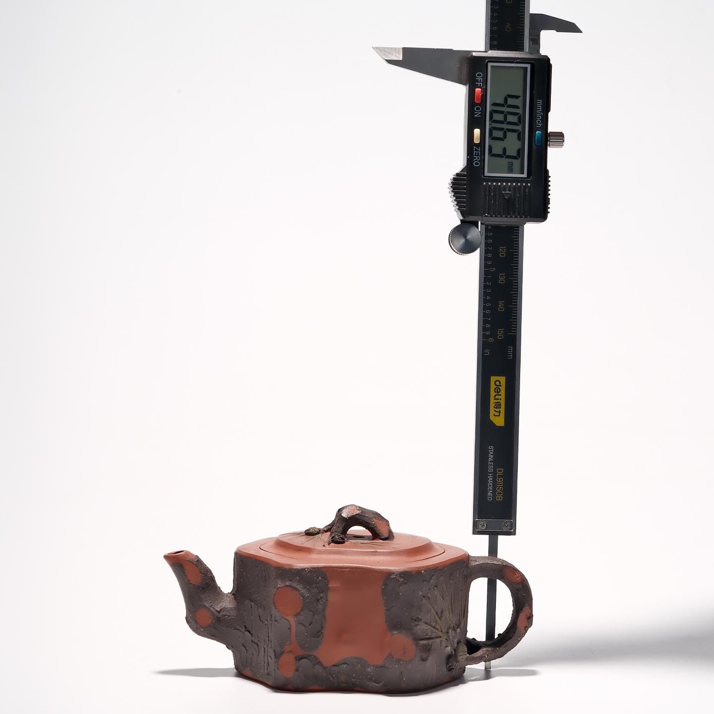 紫砂二厂实力工手 小品松段壶 约80年代 约150cc 高约48mm