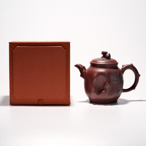 蒋静明 手工花器双色老树桩壶 约90年代 约300cc 高约115mm