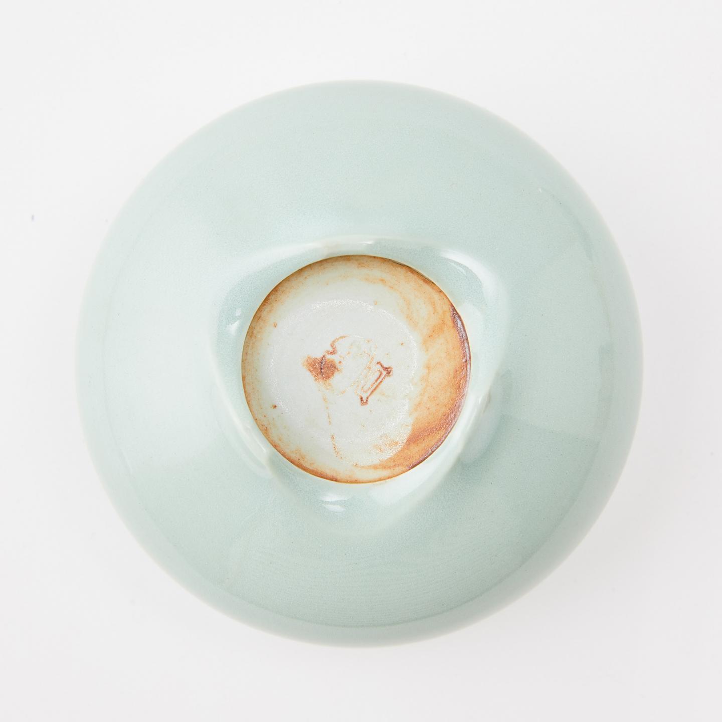 日本回流｜大正-昭和时期 丸形三足平宝盖仿龙泉青瓷香炉