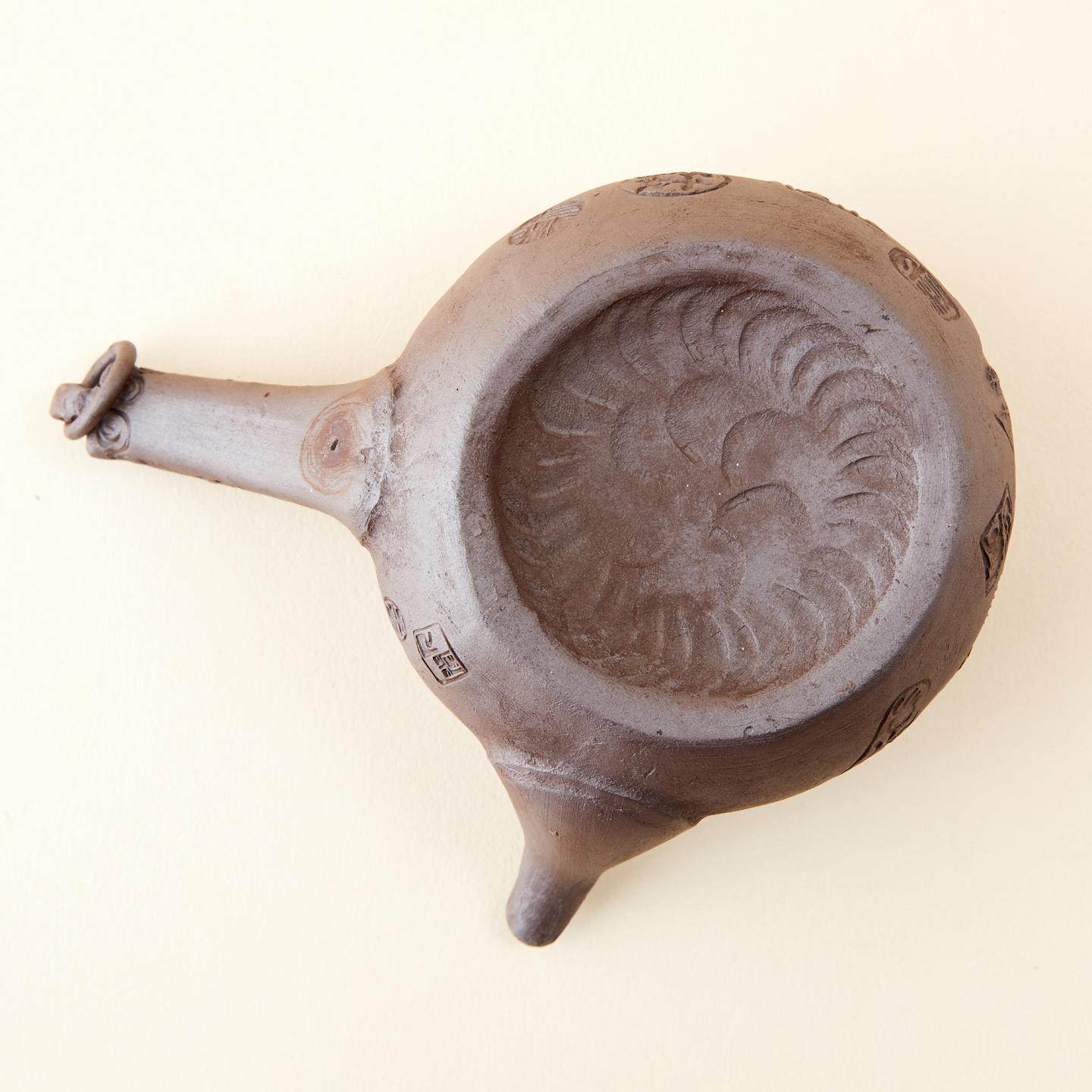 阳桐轩|昭和时期 万古烧 纯手捏游环尾镂空侧把壶