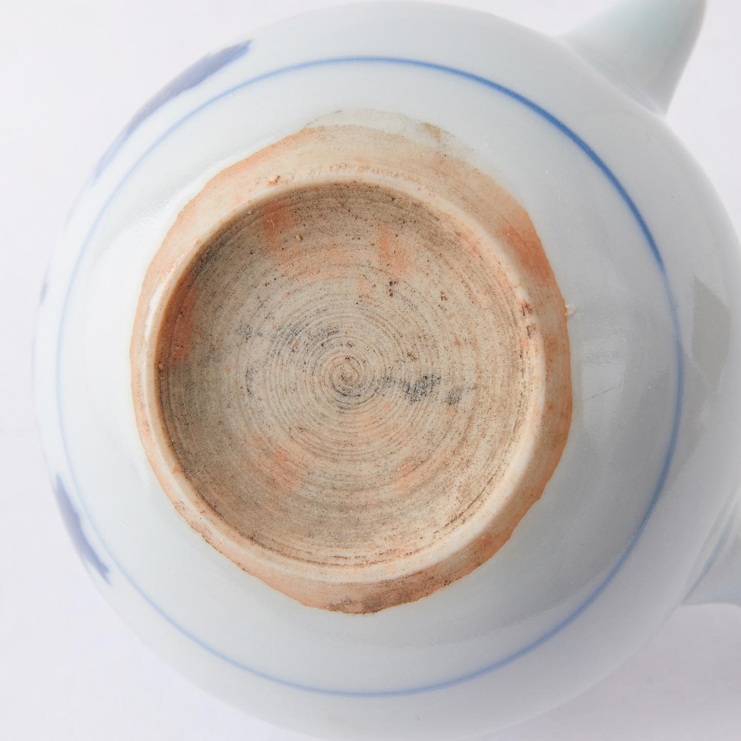 高岛文平(款)|明治时期 手绘人物青花侧把壶