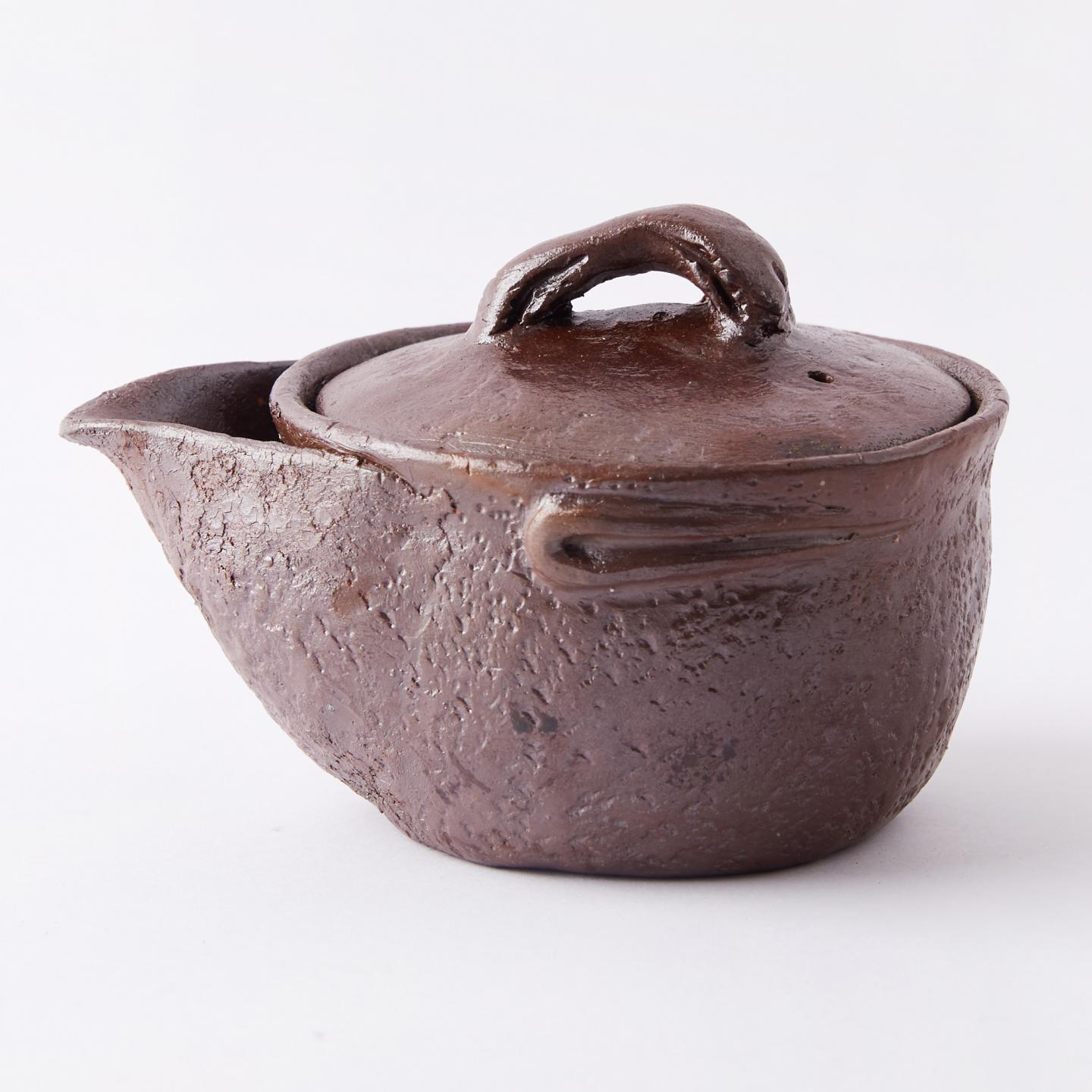 平川正二|昭和时期 手作备前烧 岩肌纹宝瓶