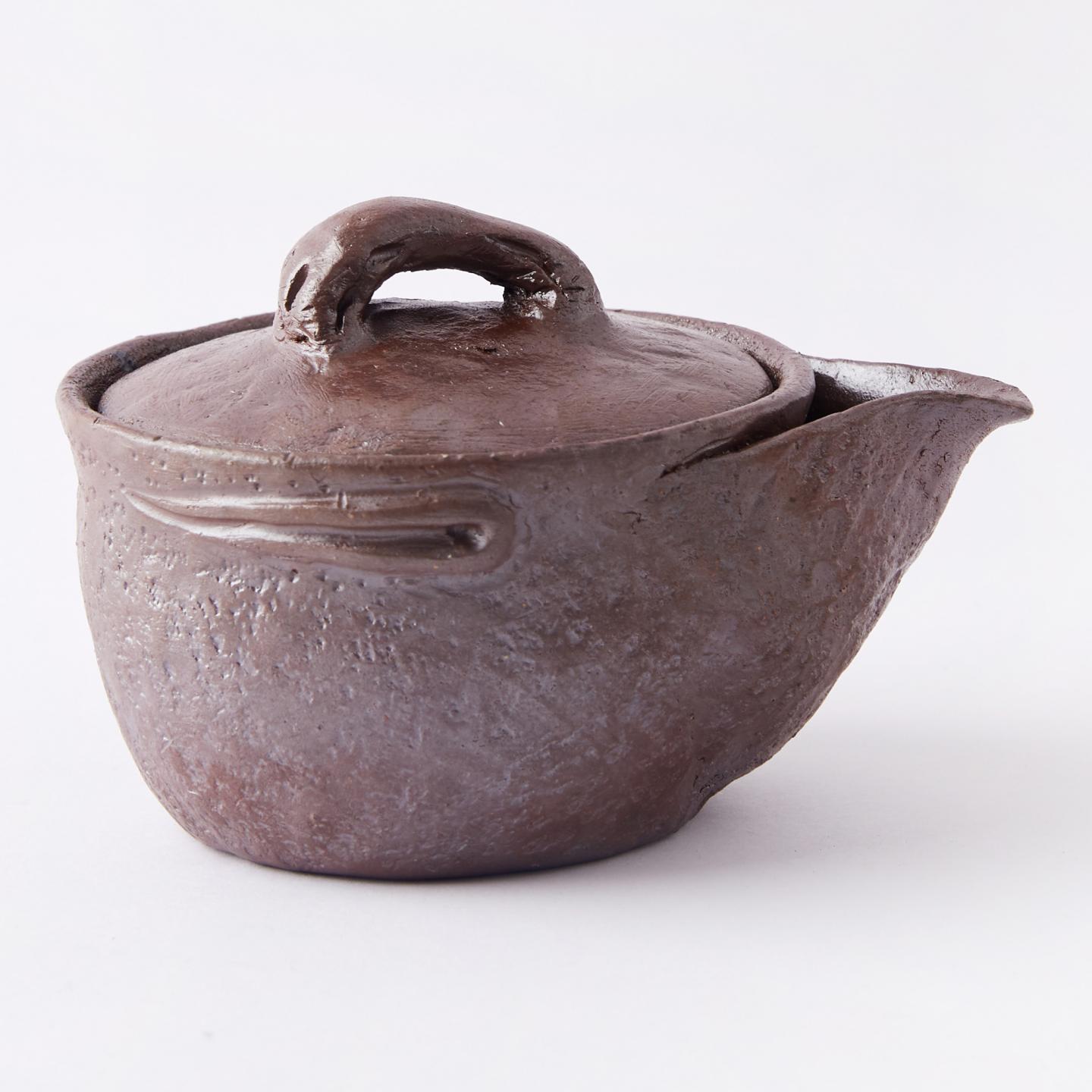 平川正二|昭和时期 手作备前烧 岩肌纹宝瓶