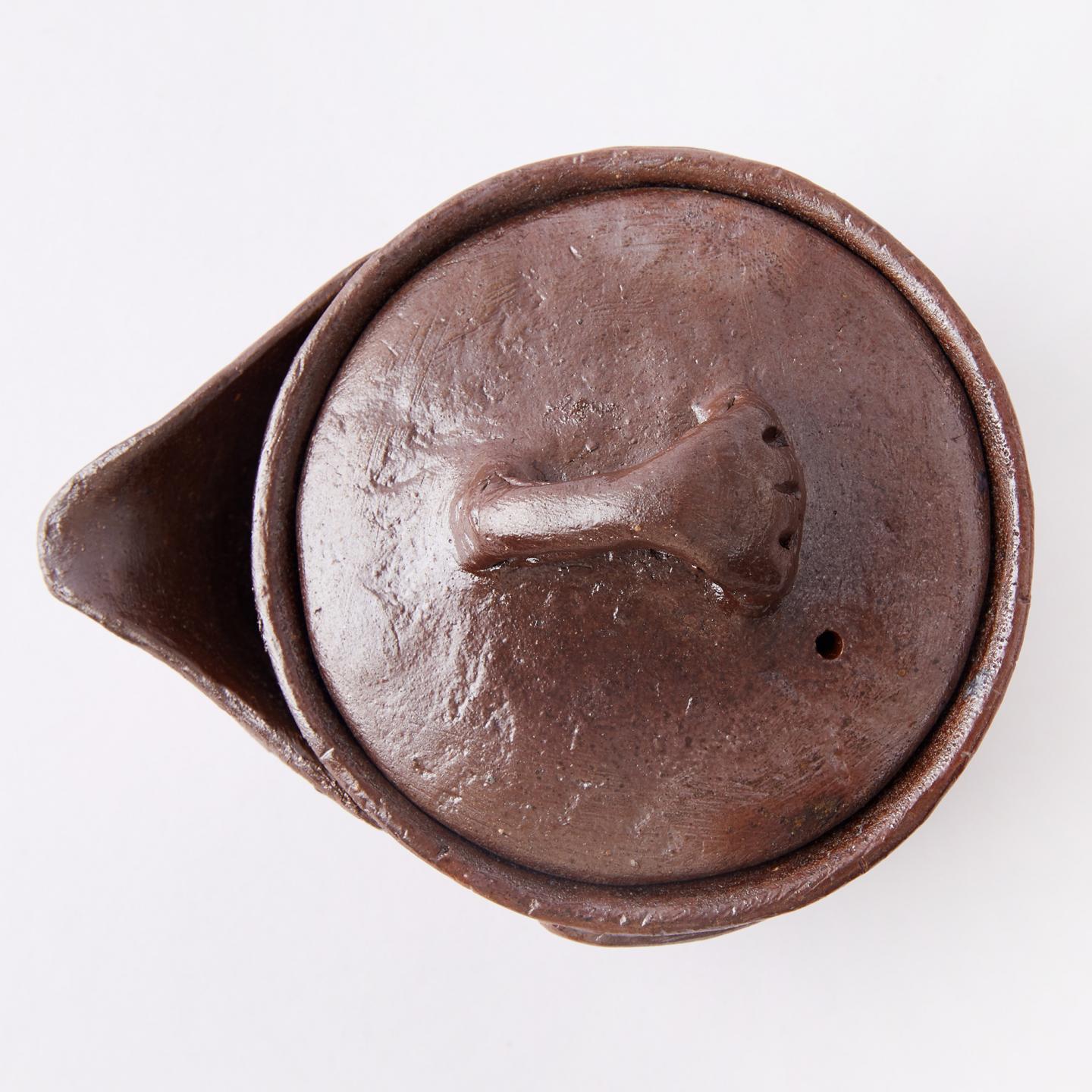 平川正二|昭和时期 手作备前烧 岩肌纹宝瓶