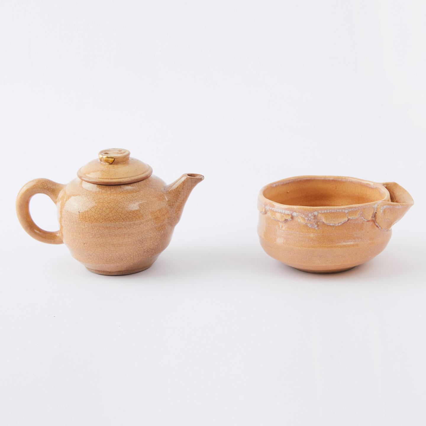 九世坂高丽左卫门｜明治时期 手作萩烧后手壶茶具套