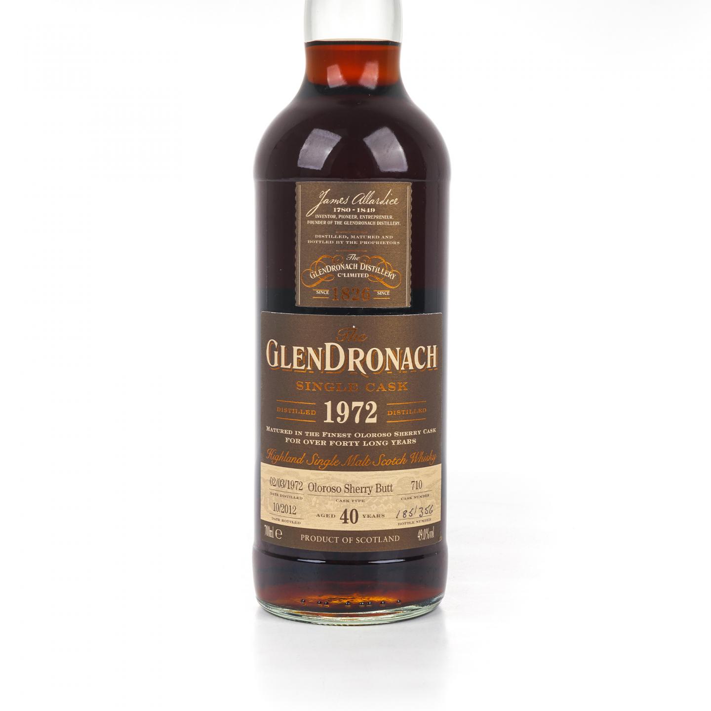 Glendronach 格兰多纳 40年 1972-2012 Batch 7 雪莉单桶#710 国际版
