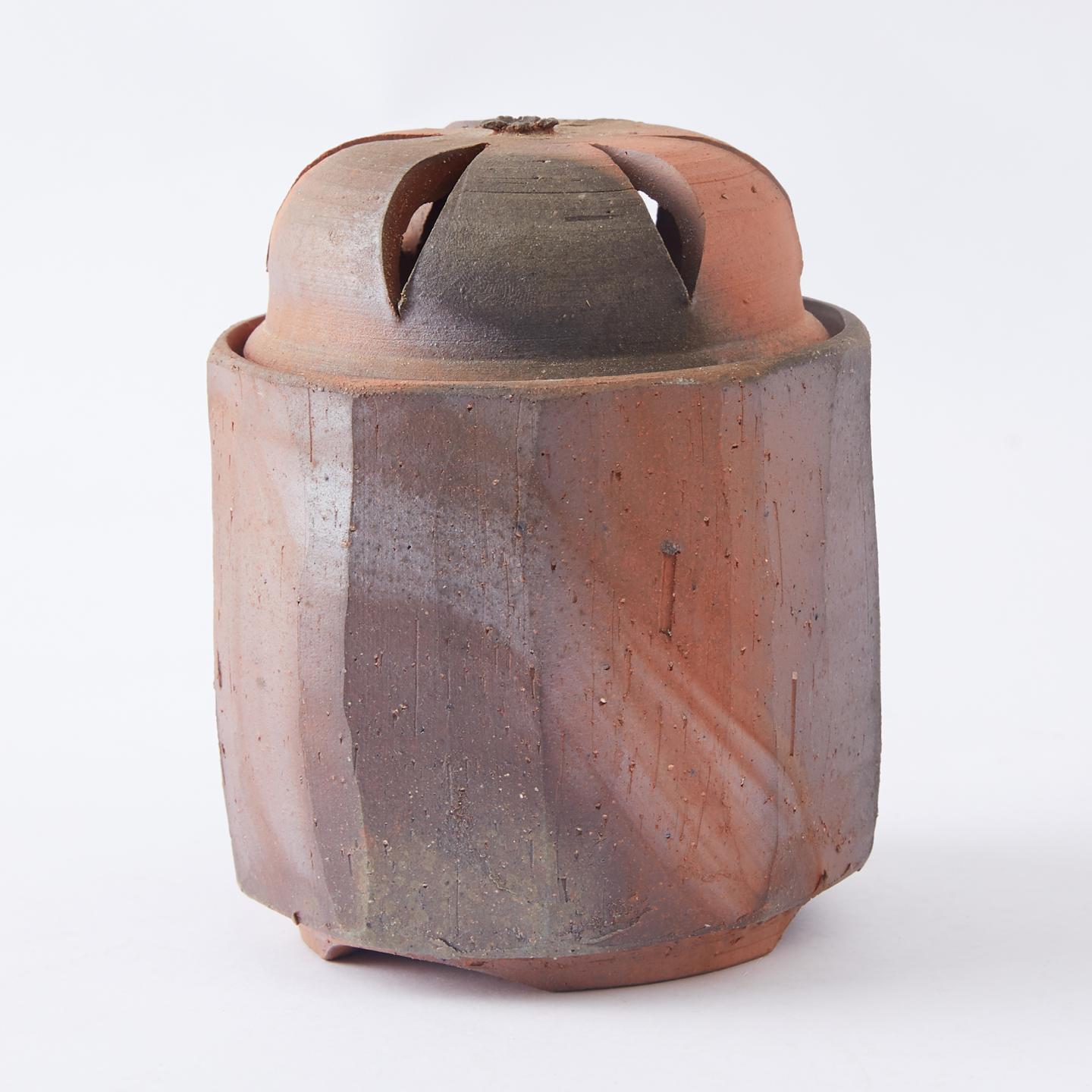 水谷清|昭和时期 备前烧窑变刀削香炉