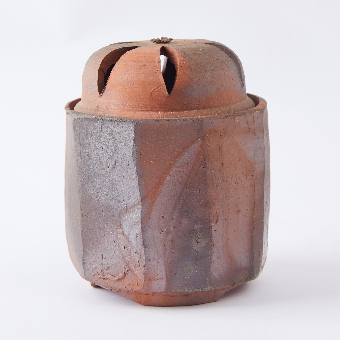 水谷清|昭和时期 备前烧窑变刀削香炉